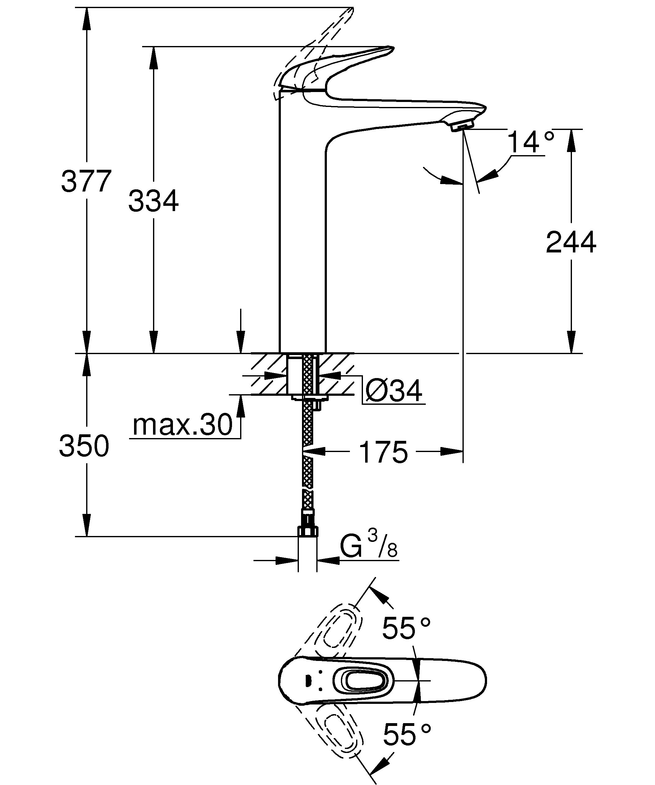 Смеситель для раковины Grohe Eurostyle 23570003, цвет хром - фото 4