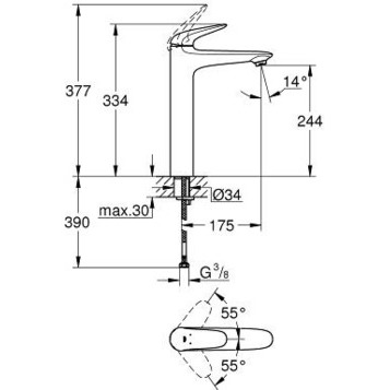 Смеситель для раковины Grohe Eurostyle 23719LS3, цвет белый - фото 3