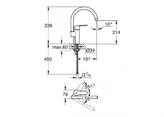 Смеситель для кухни Grohe Eurostyle 30221002, цвет хром - фото 2