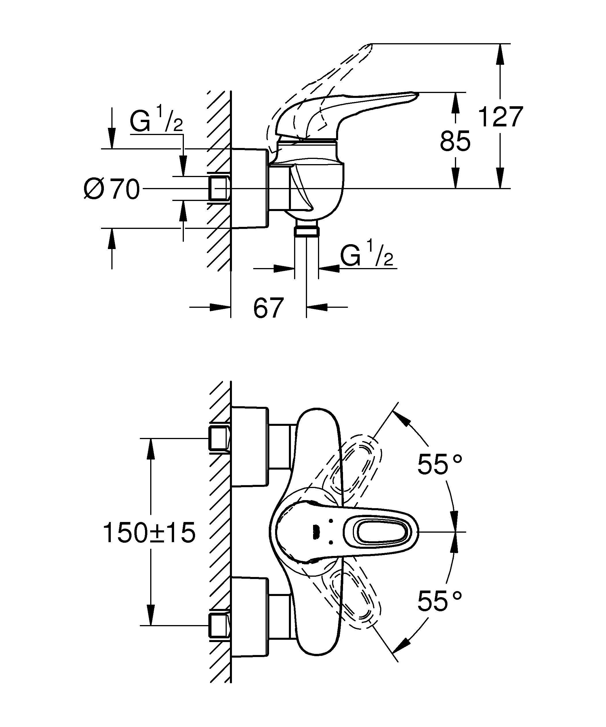 Смеситель для душа Grohe Eurostyle 33590003, цвет хром - фото 2