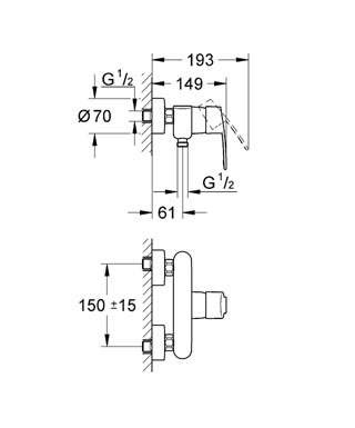 Смеситель для душа Grohe Eurostyle Cosmopolitan 33590002, цвет хром - фото 2