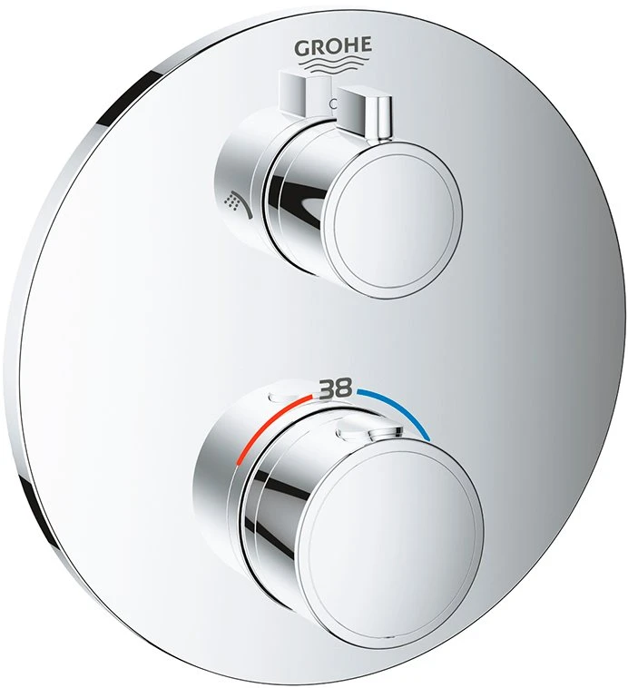 Встраиваемый смеситель для душа Grohe Grohtherm 24076000 хром, с термостатом, без скрытой части - фото 1