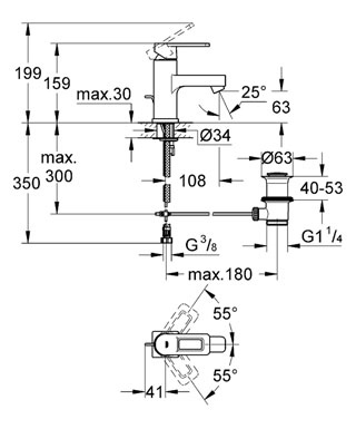 Смеситель для раковины Grohe Quadra 32631KS0, цвет черный - фото 2