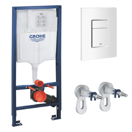Инсталляция с кнопкой Grohe Rapid SL 38772SH0 цвет белый, пневматическое управление, крепление к полу и стене, бесшумная
