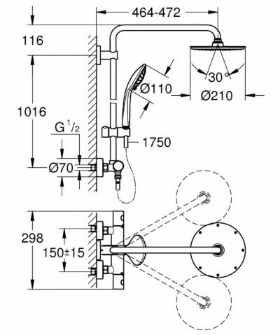 Стойка Grohe Tempesta New Cosmopolitan 27964000, цвет хром - фото 2