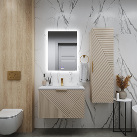 Мебель для ванной комнаты Grossman Блисс 60 см подвесная, бежевая матовая