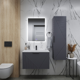 Мебель для ванной комнаты Grossman Блисс 70 см подвесная, графит матовая