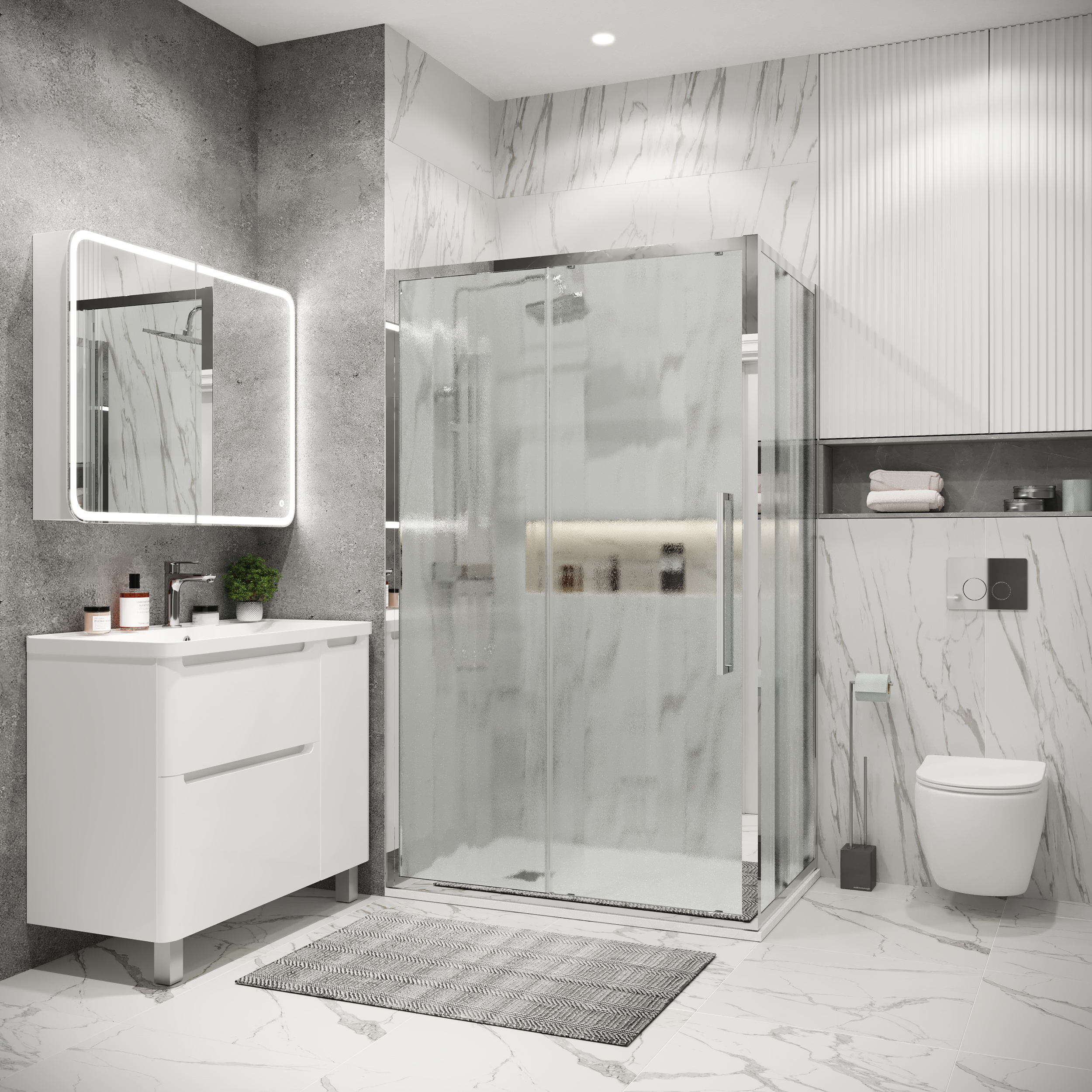 Душевой уголок Grossman Cosmo 100x100 120K330210101002 стекло шиншилла профиль хром 38543₽