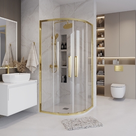 Душевой уголок Grossman Cosmo 100x100 301.K33.02.1010.32.00 без поддона, стекло прозрачное, профиль золото