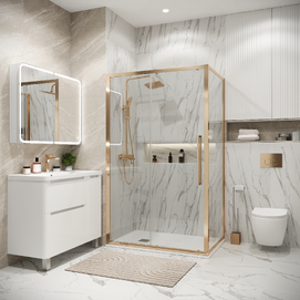 Душевой уголок Grossman Cosmo 130x100 120.K33.02.1310.32.00 стекло прозрачное, профиль золото сатин