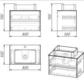 Фото Мебель для ванной Grossman Эдванс 80 подвесная, 2 ящика, цемент светлый