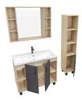 Мебель для ванной Grossman Флай 100 напольная с дверцей, дуб сонома/серая