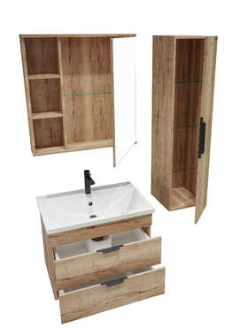 Мебель для ванной Grossman Форта 70 подвесная, 2 ящика, дуб галифакс