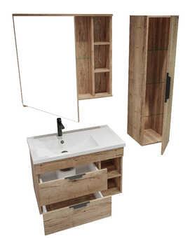 Мебель для ванной Grossman Форта 80 подвесная, 2 ящика, дуб галифакс