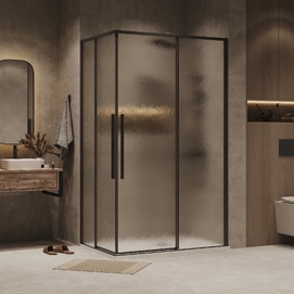Душевой уголок Grossman Galaxy 120х80 300.K33.01.12R80L.21.02 стекло шиншилла, профиль черный матовый