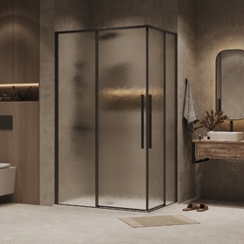 Душевой уголок Grossman Galaxy 90х100 300.K33.01.90R10L.21.02 стекло шиншилла, профиль черный матовый