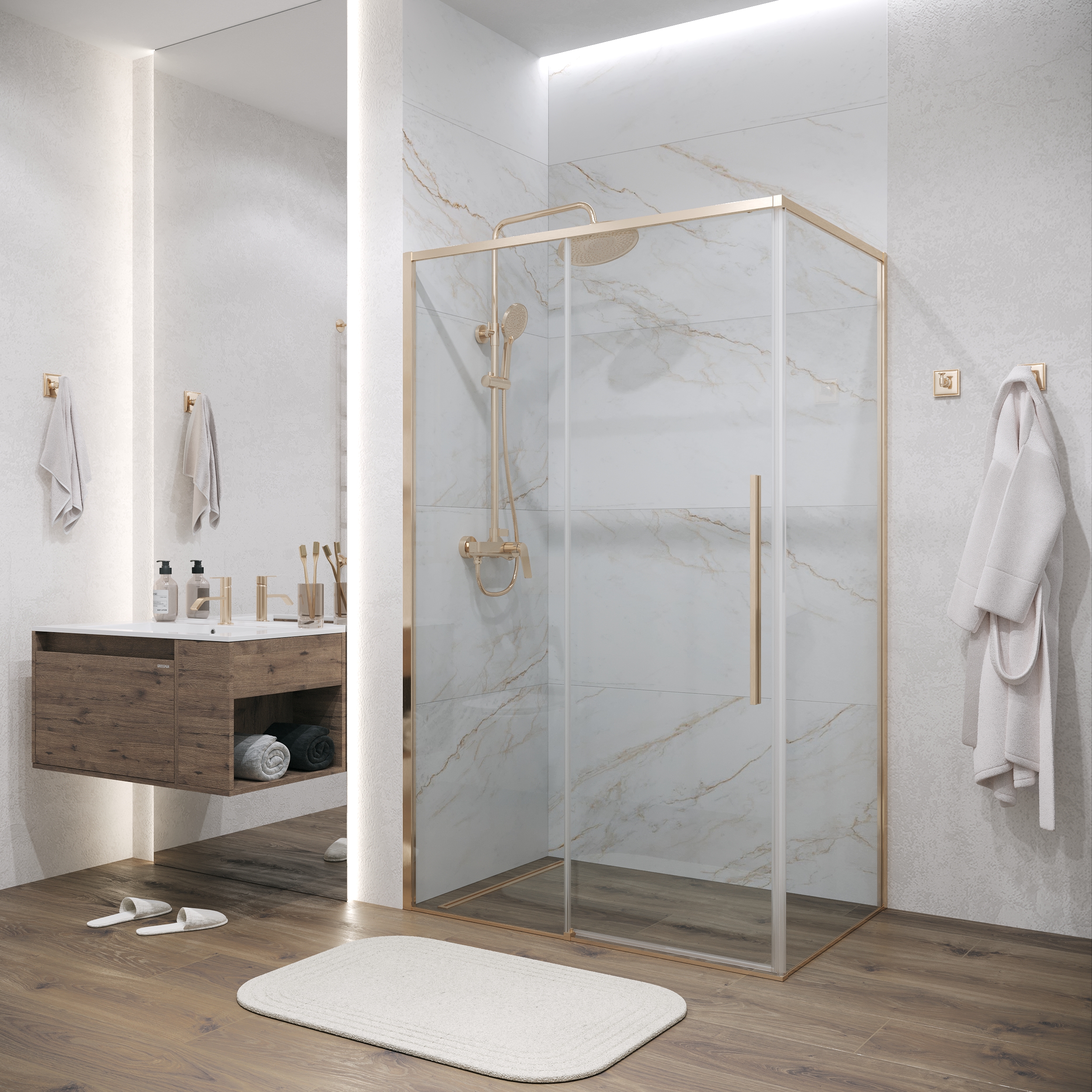 Душевой уголок Grossman Galaxy 110х100 120K330111103200 стекло прозрачное профиль золото сатин 41278₽