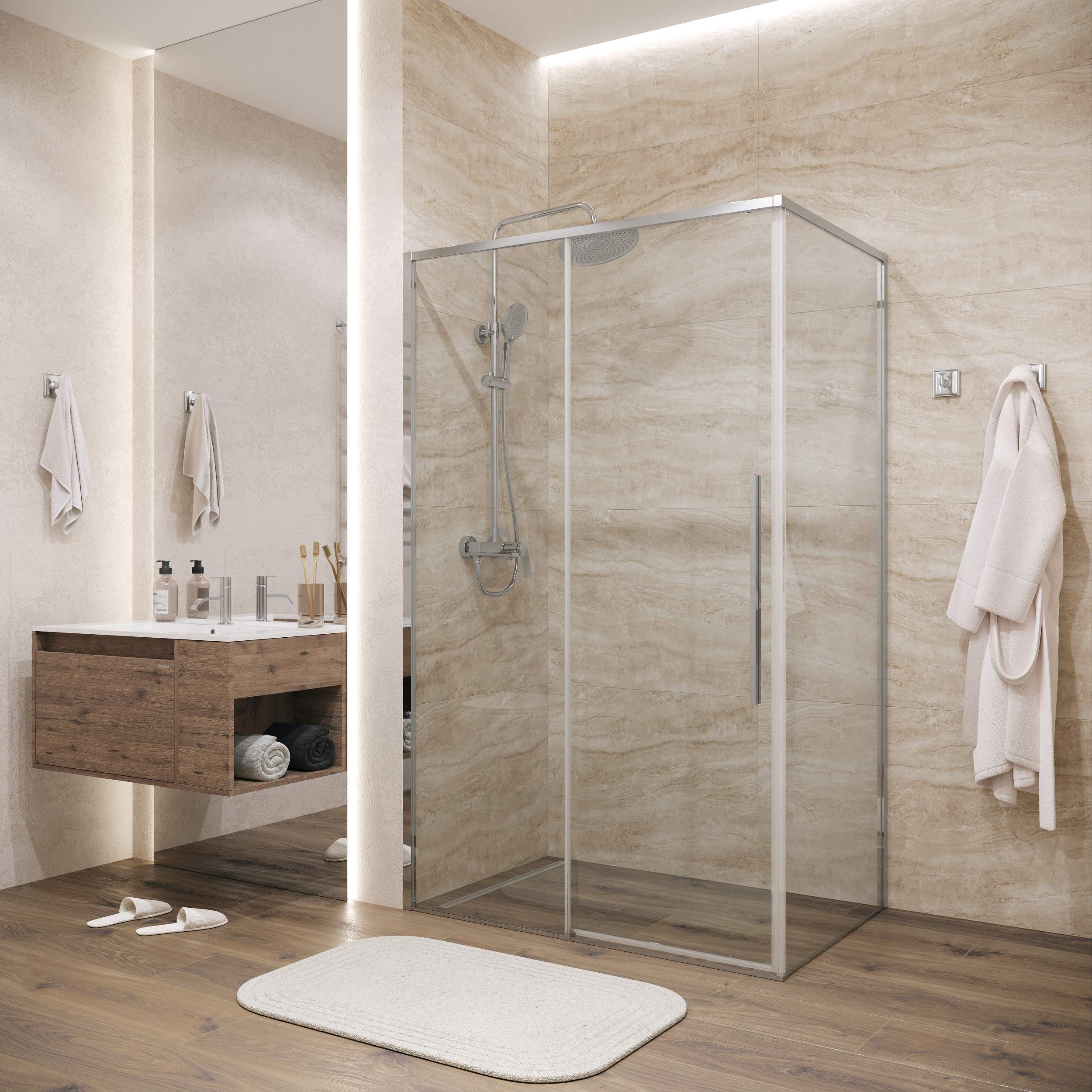 Душевой уголок Grossman Galaxy 140х100 120K330114101000 стекло прозрачное профиль хром 39425₽