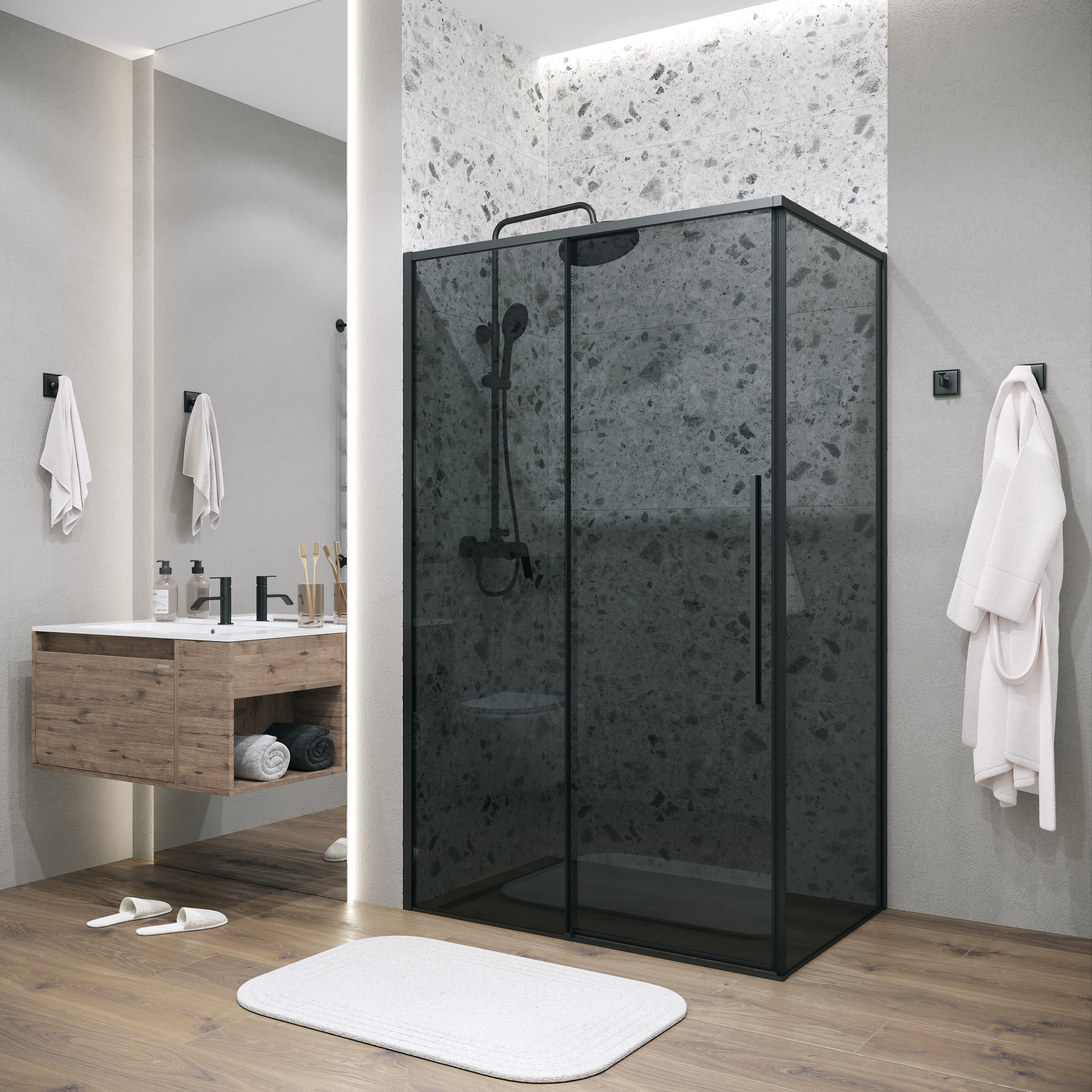 Душевой уголок Grossman Galaxy 140х100 120K330114102110 стекло тонированное профиль черный матовый 40925₽