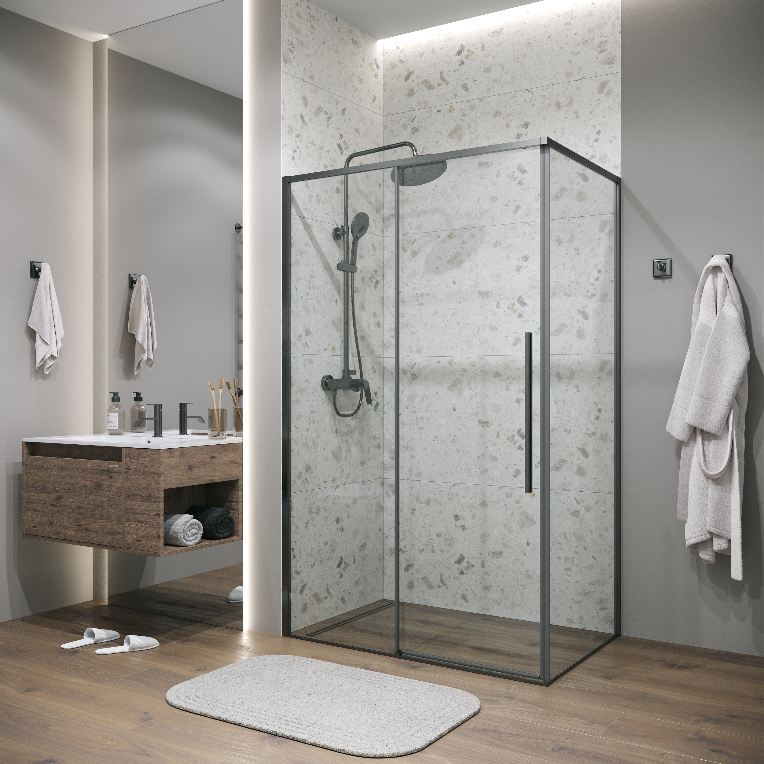 Душевой уголок Grossman Galaxy 140х100 120K330114104200 стекло прозрачное профиль графит сатин 43747₽