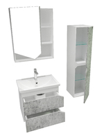 Мебель для ванной Grossman Инлайн 60 подвесная, 2 ящика, белая/бетон