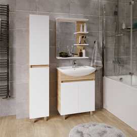 Мебель для ванной комнаты Grossman Поло 60 см напольная, дуб, белая