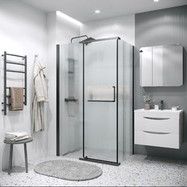 Душевой уголок Grossman Pragma 100x100 120.K33.03.1010.21.02 стекло шиншилла, профиль черный матовый