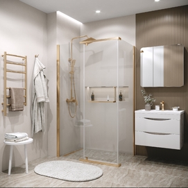 Душевой уголок Grossman Pragma 120x100 120.K33.03.1210.32.00 стекло прозрачное, профиль золото сатин