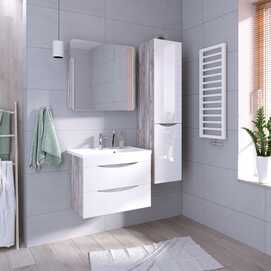 Мебель для ванной комнаты Grossman Талис 80 см подвесная, серая, белая глянцевая