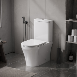 Унитаз напольный Grossman Торнадо GR-4485SQ безободковый, с крышкой микролифт, белый глянцевый