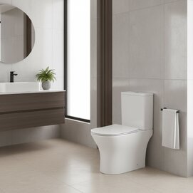 Унитаз напольный Grossman Tornado GR-4489SQ с тонкой крышкой микролифт, безободковый, белый глянцевый