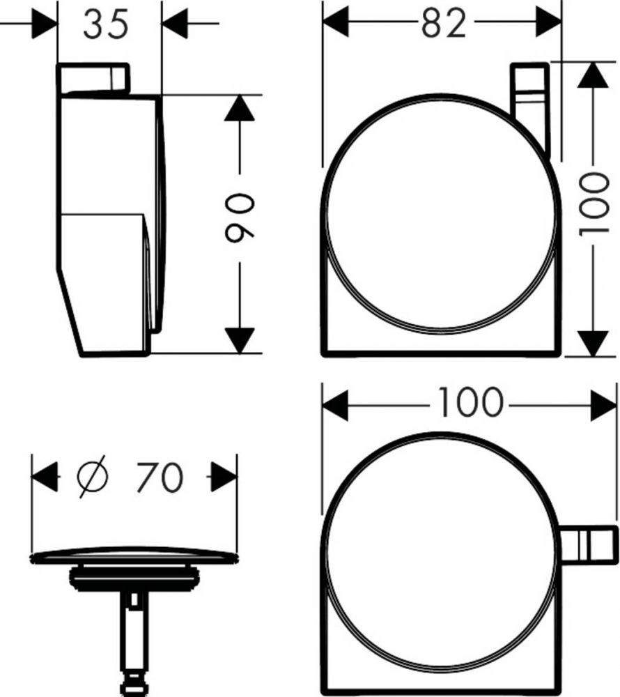 Внешняя часть для ванны Hansgrohe Exafill 58117700
 белый матовый - фото 2