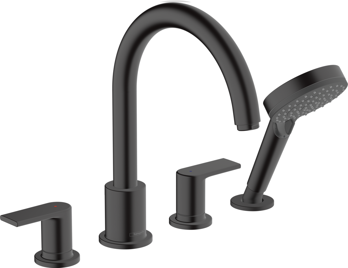 Смеситель для ванны и душа Hansgrohe Vernis Blend 71456670 матовый черный, цвет черный матовый - фото 2