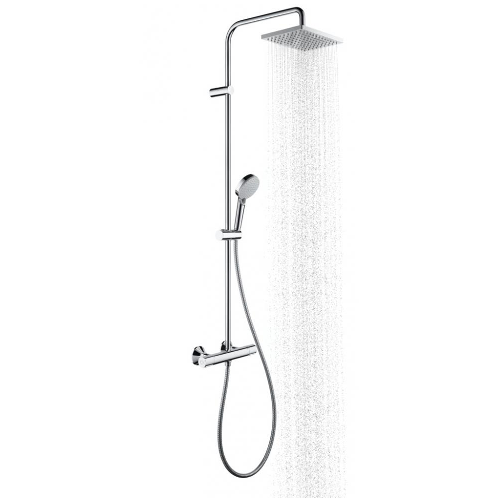 Душевая стойка Hansgrohe Showerpipe 230 1jet Vernis Shape 26286000 с термостатом, без излива,  хром - фото 3