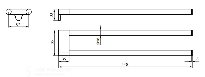 Полотенцедержатель Ideal Standard Connect A9181AA, цвет хром - фото 2