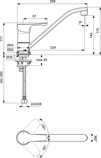 Смеситель для кухни Ideal Standard ALPHA BC490AA, цвет хром - фото 3