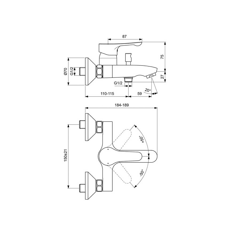 Комплект 3 в 1 Ideal Standard Alpha 7в1 BD003AA, цвет хром - фото 3