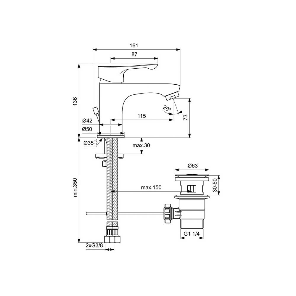 Комплект 3 в 1 Ideal Standard Alpha 7в1 BD003AA, цвет хром - фото 4