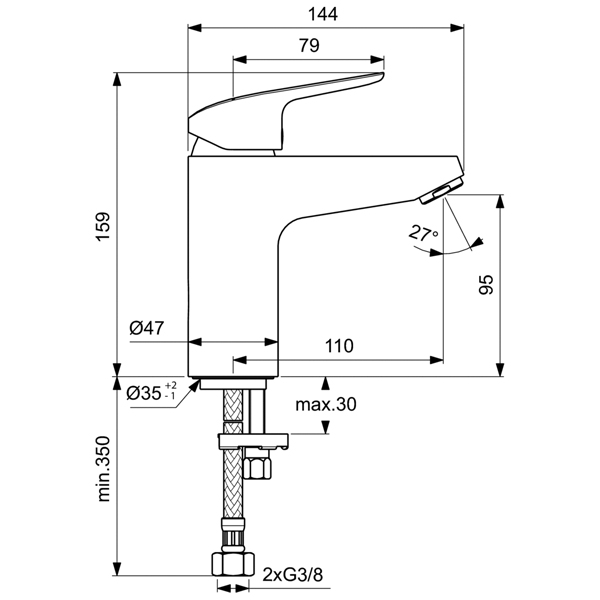 Смеситель для раковины Ideal Standard Ceraflex B1714AA, цвет хром - фото 2