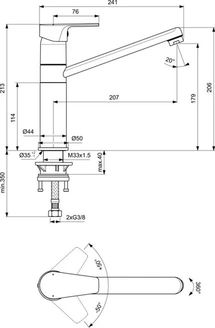 Смеситель для кухни Ideal Standard CERAFINE D BC495AA, цвет хром - фото 3