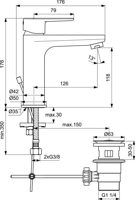 Смеситель для раковины Ideal Standard CERAFINE MODEL O BC496AA, цвет хром - фото 2