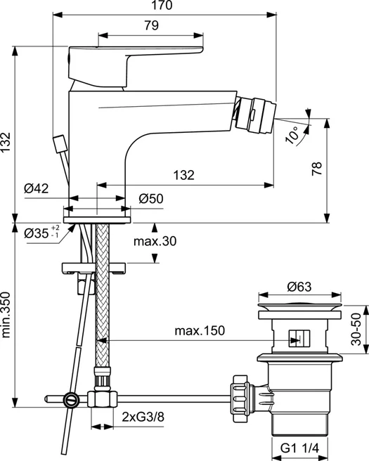 Смеситель для биде Ideal Standard CERAFINE MODEL O BC498AA, цвет хром - фото 2