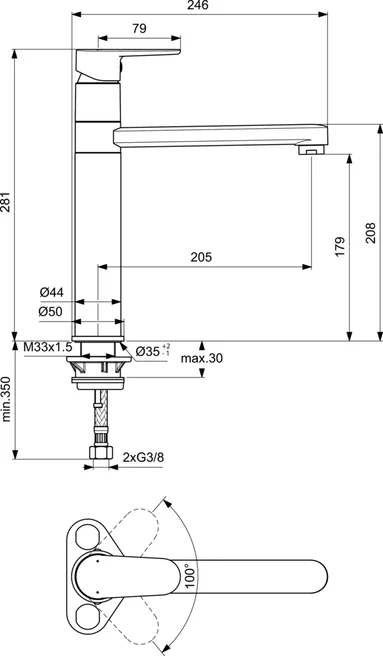 Смеситель для кухни Ideal Standard CERAFINE MODEL O BC501AA, цвет хром - фото 2