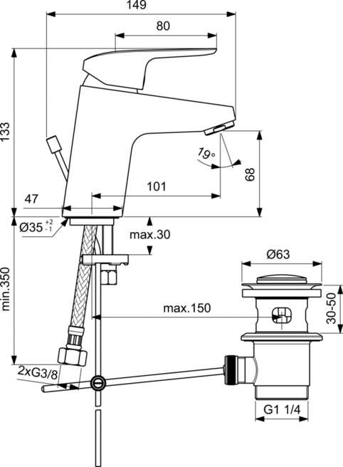 Смеситель для раковины Ideal Standard CERAFLEX B1708AA, цвет хром - фото 4