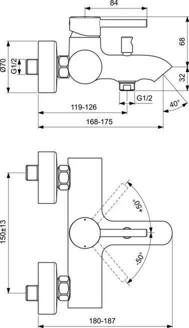 Смеситель для ванны или для душа Ideal Standard CERALINE BC199U5, цвет белый - фото 2