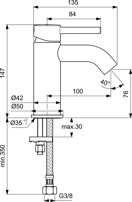 Смеситель для раковины Ideal Standard CERALINE BC268AA, цвет хром - фото 2