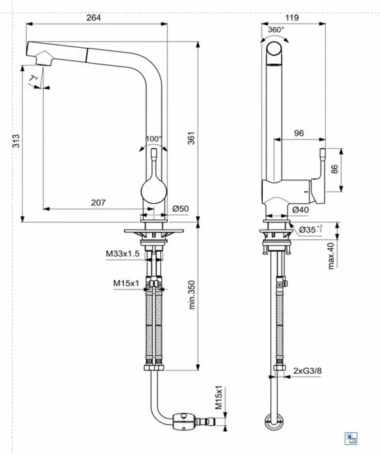 Смеситель для кухни Ideal Standard CERALOOK BC176AA, цвет хром - фото 2