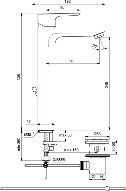 Смеситель для раковины Ideal Standard CERAPLAN III SLIM BC561AA, цвет хром - фото 3