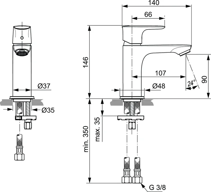 Смеситель для раковины Ideal Standard CONNECT AIR A7010AA, цвет хром - фото 3