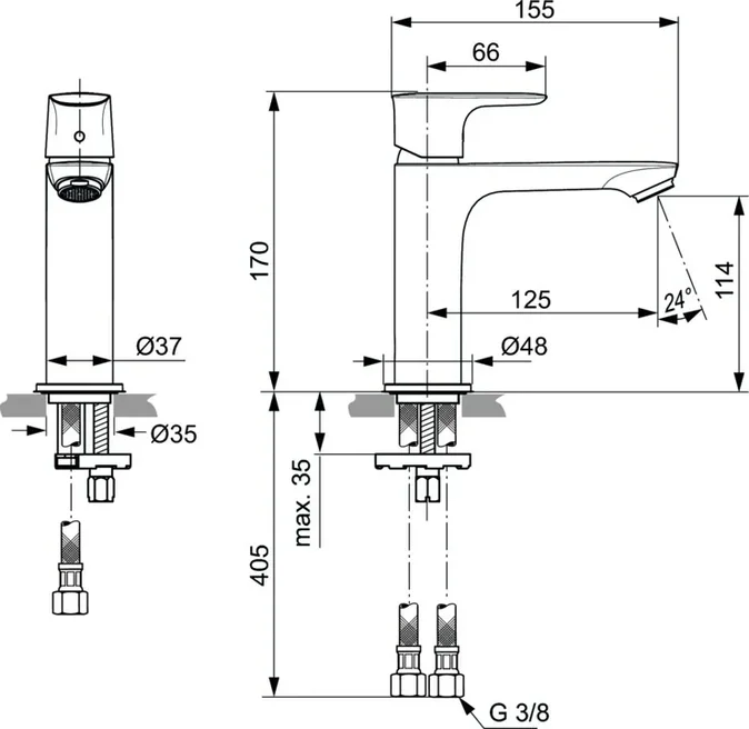 Смеситель для раковины Ideal Standard CONNECT AIR A7015AA, цвет хром - фото 2